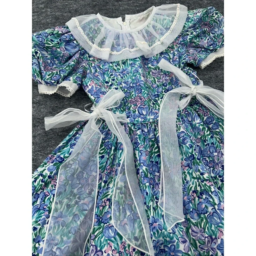 Girls Vintage Short Sleeve Dress Gloria Whyte For Neiman Marcus Size 6X